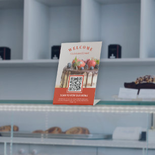 Expositor En L Personalizado Foto sin contacto Código QR Menú Pan