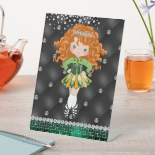 Expositor En L Personalizado Irlandés Dance Redhead Chica Green, 