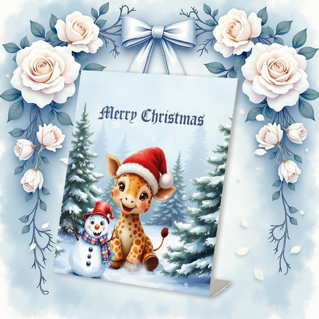 Expositor En L Personalizado lindo Giraffe con Santa Hat y Snowma (Subido por el creador)