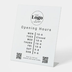 Expositor En L Personalizado Logotipo Horario de apertura comerci
