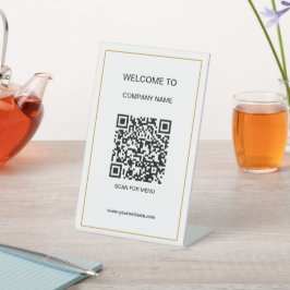 Expositor En L Personalizado Marca QR Código Texto Negocio blanco