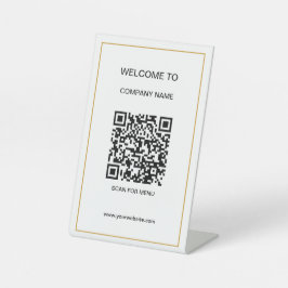 Expositor En L Personalizado Marca QR Código Texto Negocio blanco