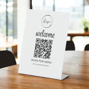 Expositor En L Personalizado Menú Código QR Texto Negocio moderno
