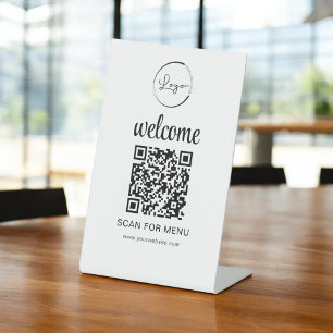 Expositor En L Personalizado Menú Código QR Texto Negocio moderno