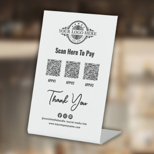 Expositor En L Personalizado Pago Código QR, Paypal, Venmo, Aplic