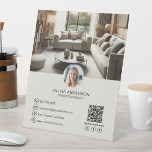 Expositor En L Personalizado Photo QR Code Business