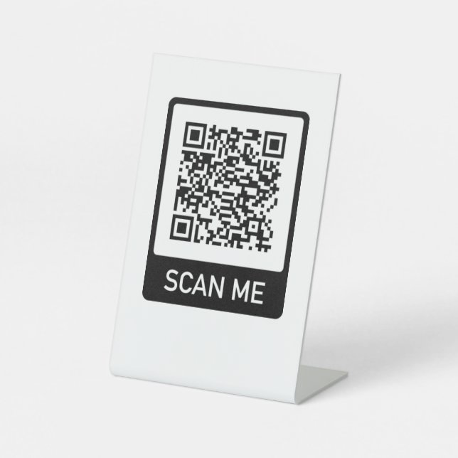 Expositor En L Personalizado QR Code negocio Rótulo Pedestal (Anverso)