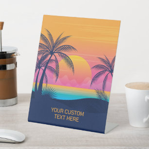 Expositor En L Personalizado Texto Isla tropical Atardecer