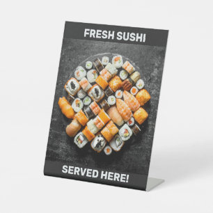 Expositor En L Personalizado Texto Sushi Platter Rótulo Pedestal