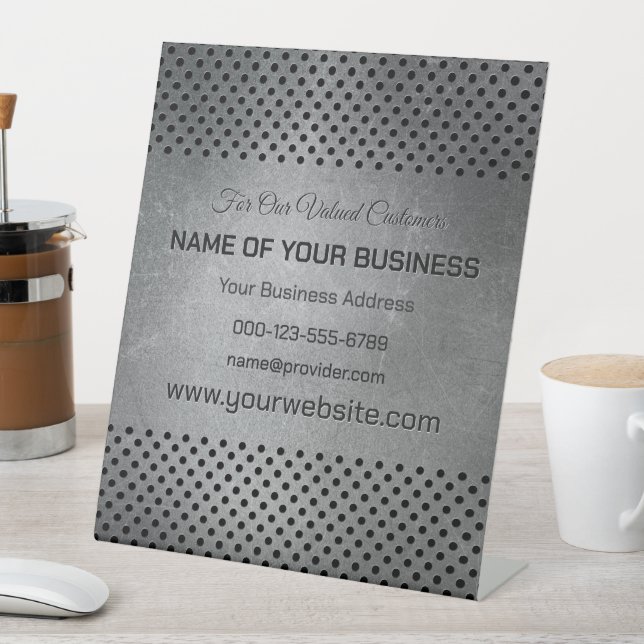 Expositor En L Personalizado Textos Falsos Metalizado (In Situ)