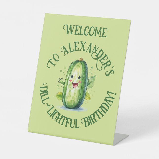 Expositor En L Personalizado verde lindo Pickle Cumpleaños (Anverso)