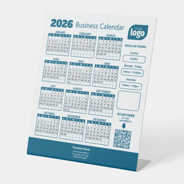 Expositor En L Personalized 2026 Business Calendar Pedestal Sign (Anverso)