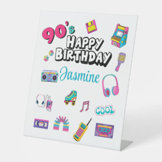 Expositor En L Personalized 90’s Themed Happy Birthday Table Sign