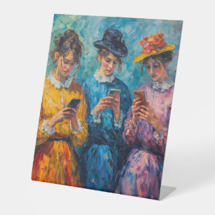 Expositor En L Personas del siglo XIX usando smartphones