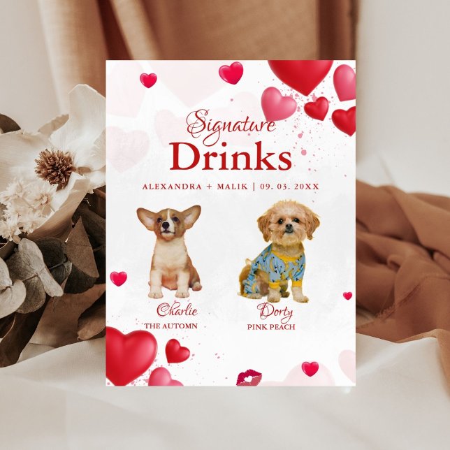 Expositor En L Pet Dog Valentine Signature Drink wedding sign (Subido por el creador)