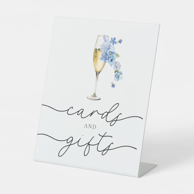 Expositor En L Pétalos Florales Azul y Tarjetas Prosecco y Regalo (Anverso)