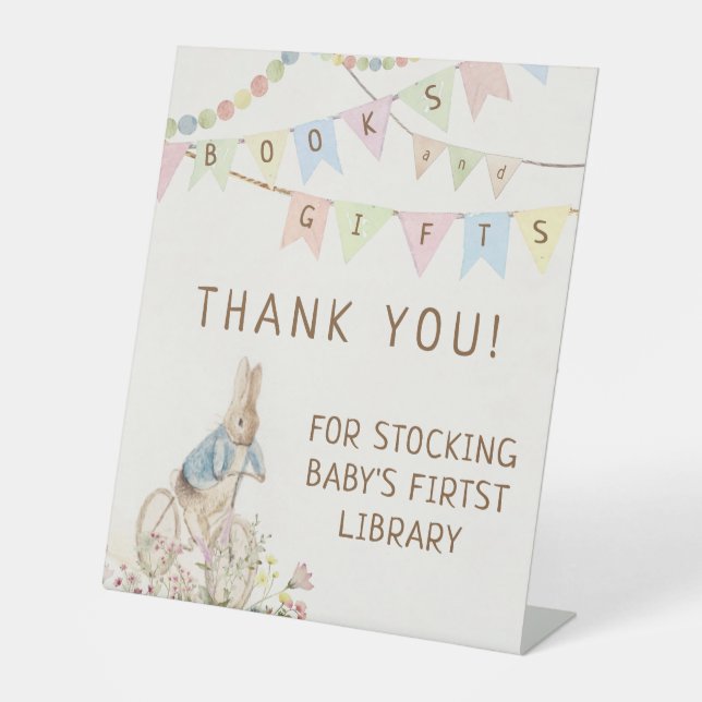 Expositor En L Peter, Rótulo de Libros y Regalos Conejos (Anverso)