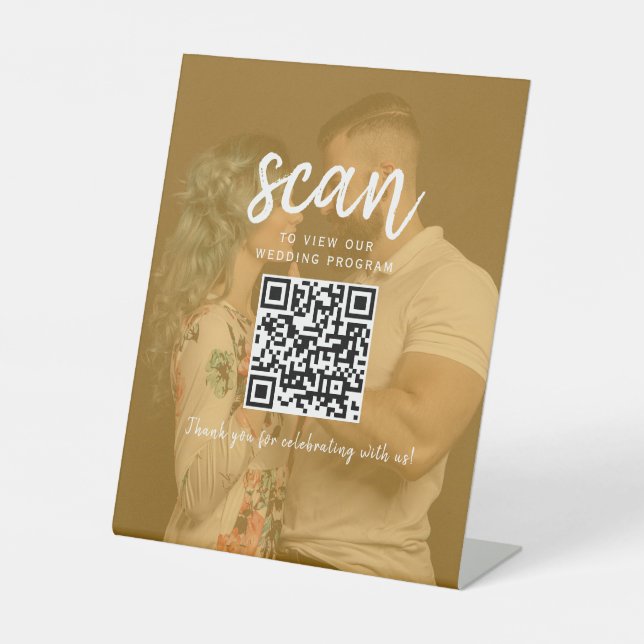 Expositor En L Photo QR Code Wedding Program (Anverso)