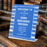 Expositor En L Pinceles Stripes Bar Azul Bat Mitzvah PERSONALIZAD<br><div class="desc">¡Signo perfecto para una mitzvah de murciélago, bar mitzvah u otra celebración judía! Hand hizo arte abstracto con brochas sueltas para ti en el frente! ¡TODO PERSONALIZABLE! Haga clic en "Personalizar" para editar el texto. Haga clic en "editar usando la herramienta de diseño" para ajustar las fuentes, los colores y...</div>