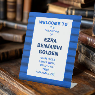 Expositor En L Pinceles Stripes Bar Azul Bat Mitzvah PERSONALIZAD