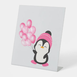 Expositor En L “Pingüino Lindo Sosteniendo un Globo – Niño/Infant