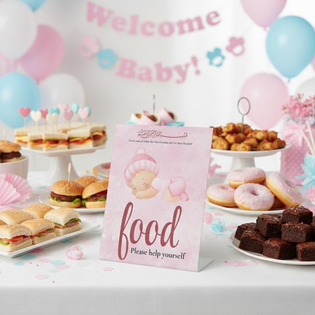 Expositor En L Pink Aqeeqah Baby girl Food Sign (Subido por el creador)