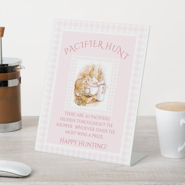 Expositor En L Pink Beatrix Potter Gingham Baby Shower (In Situ)