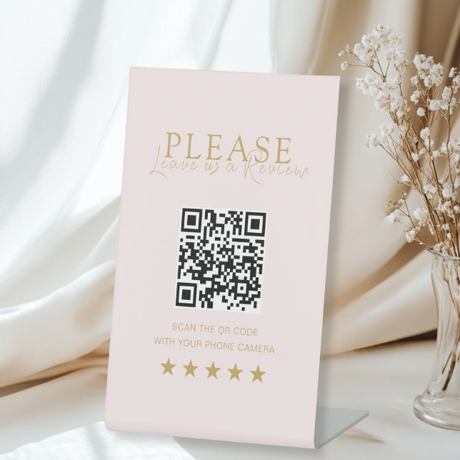 Expositor En L Pink-Beige-Gold Minimal Elegant Salon Social Media (Pink-Beige-Gold Minimal Elegant Salon Social Media Pedestal Sign)