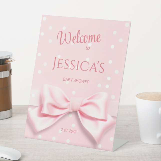 Expositor En L Pink Bow Baby Girl with Polka Dot Welcome Sign (Subido por el creador)