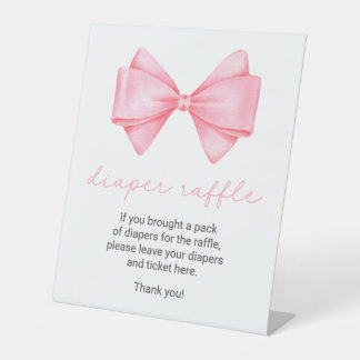 Expositor En L Pink Bow Baby Shower Diaper Raffle