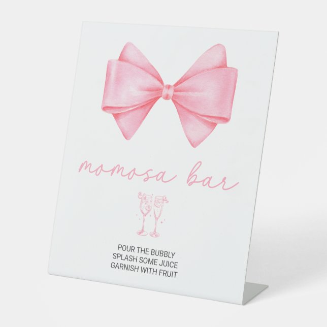 Expositor En L Pink Bow Baby Shower Momosa Bar (Anverso)
