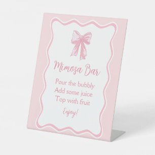 Expositor En L Pink Bow Bridal Shower Mimosa Bar