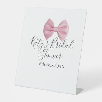 Expositor En L Pink bow bridal shower name date pastel stylish te