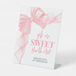 Expositor En L Pink Bow Girls Sweets Bar Sign