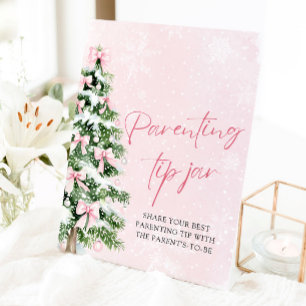 Expositor En L Pink Bows Christmas Tree Penting Tip Jar Juego