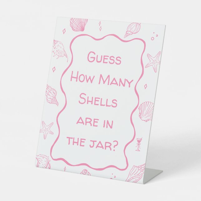 Expositor En L Pink Coastal Beach Baby Shower Guess How Many  (Anverso)