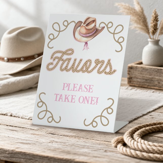 Expositor En L Pink First Rodeo Favors (Pink First Rodeo Favors Pedestal Sign)
