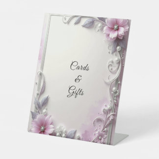 Expositor En L Pink Floral Frame Tabletop Signs