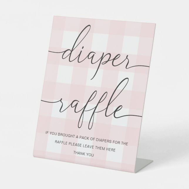 Expositor En L Pink Gingham Diaper Raffle (Anverso)