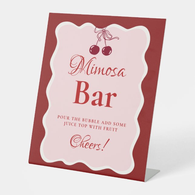 Expositor En L Pink Heart Valentine Bachelorette Mimosa Bar  Sign (Anverso)