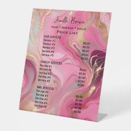 Expositor En L Pink Marble & Gold Glitter Beauty Salon Price List