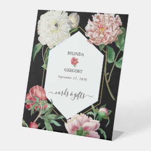 Expositor En L Pink Peonies Flores Bodas Regalos de Tarjetas Negr