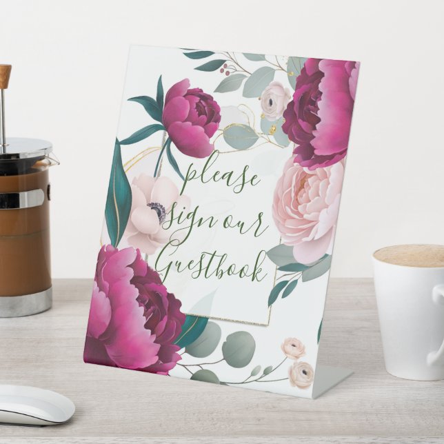 Expositor En L Pink Peony Eucalyptus Garden Floral Glam Wedding  (In Situ)