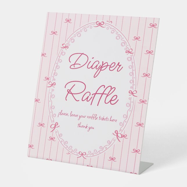 Expositor En L Pink preppy hand drawn baby shower raffle sign (Anverso)