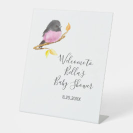 Expositor En L Pink Robin Bird Baby Shower