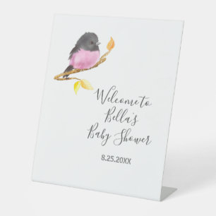 Expositor En L Pink Robin Bird Baby Shower