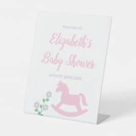 Expositor En L Pink Rocking Horse Girl Baby Shower