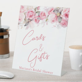 Expositor En L Pink Roses Floral  Bridal Shower Cards & Gifts