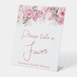 Expositor En L Pink Roses Floral Bridal Shower Favor