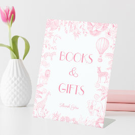 Expositor En L Pink Toile de Jou Baby Shower Libros y regalos
